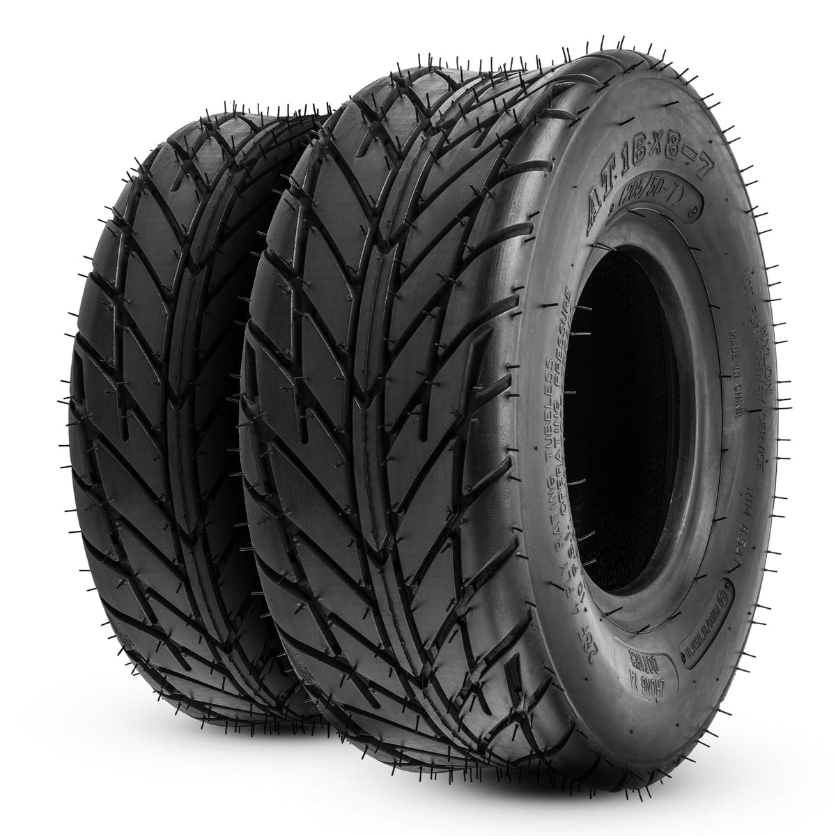 PHILTOP front view of two tires showing tread and size, highlights improved traction