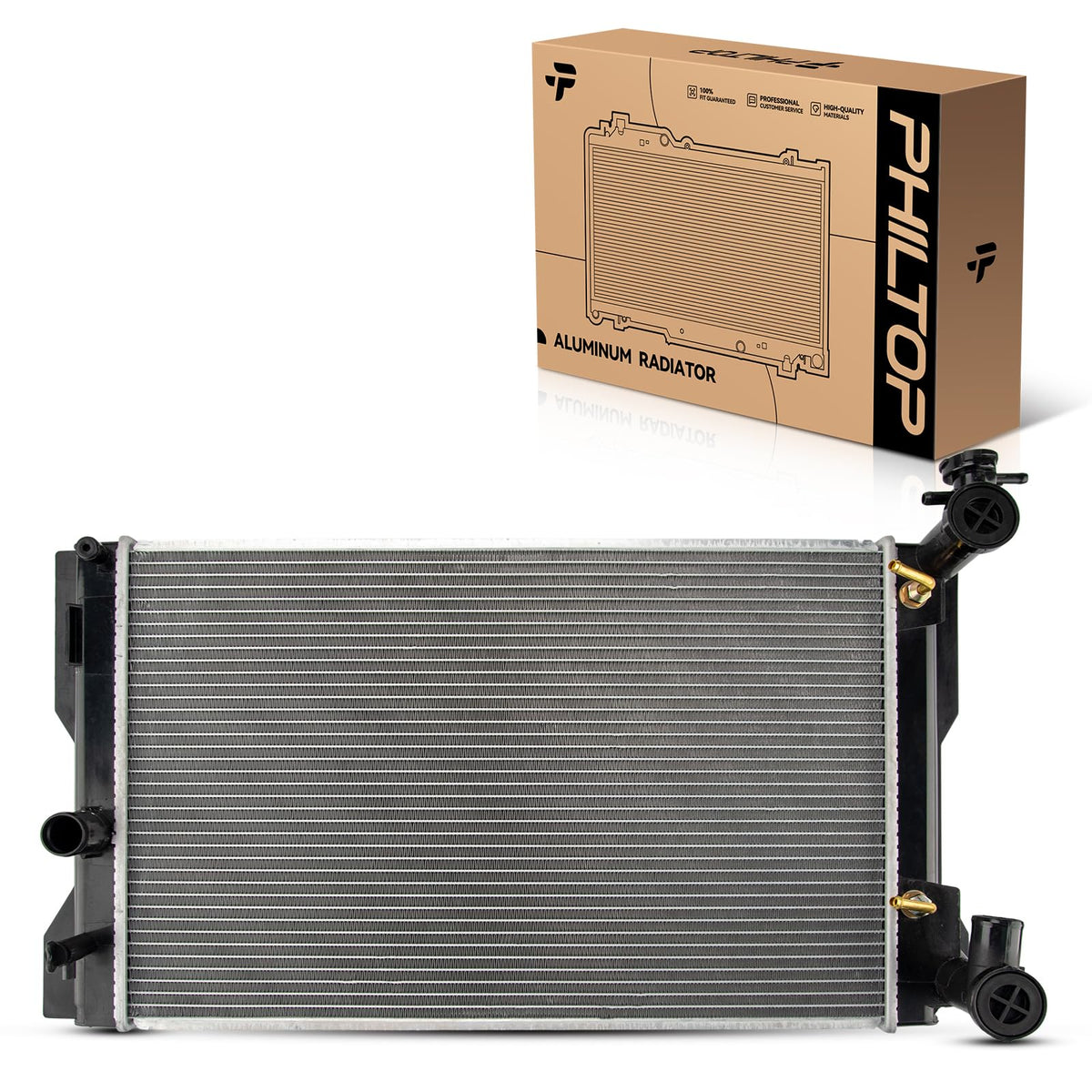 PHILTOP radiator front assembly showing full-fit design and easy replacement