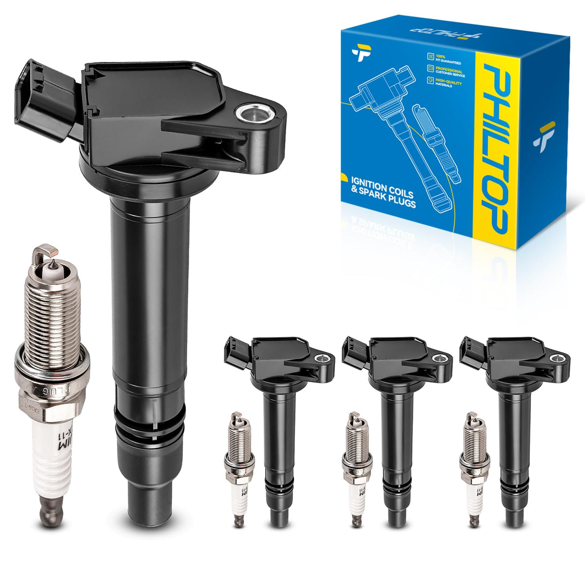 PHILTOP front packaging showing coil and plug kit, quick identification benefit