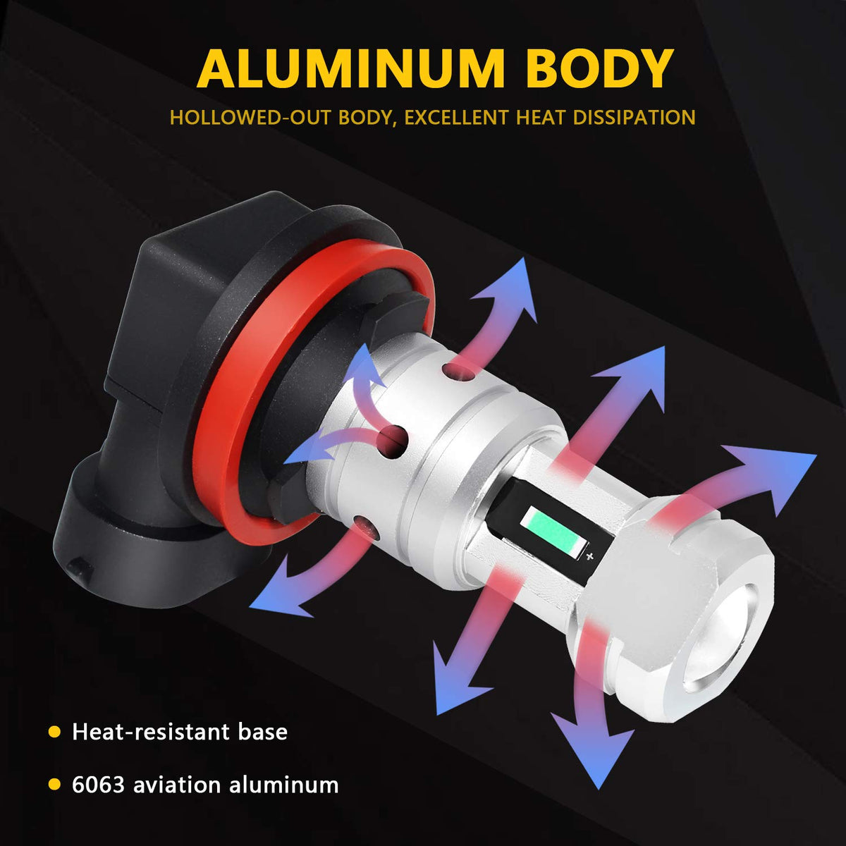 PHINLION hollowed 6063 aluminum body detail for improved cooling