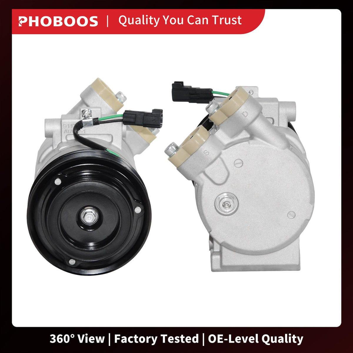 PHOBOOS compatibility label with part numbers aiding fitment confirmation