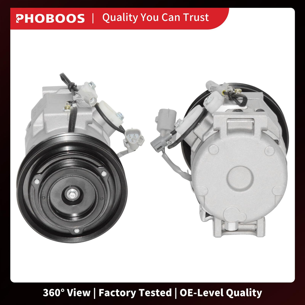PHOBOOS compressor next to old unit for size and fitment comparison benefit