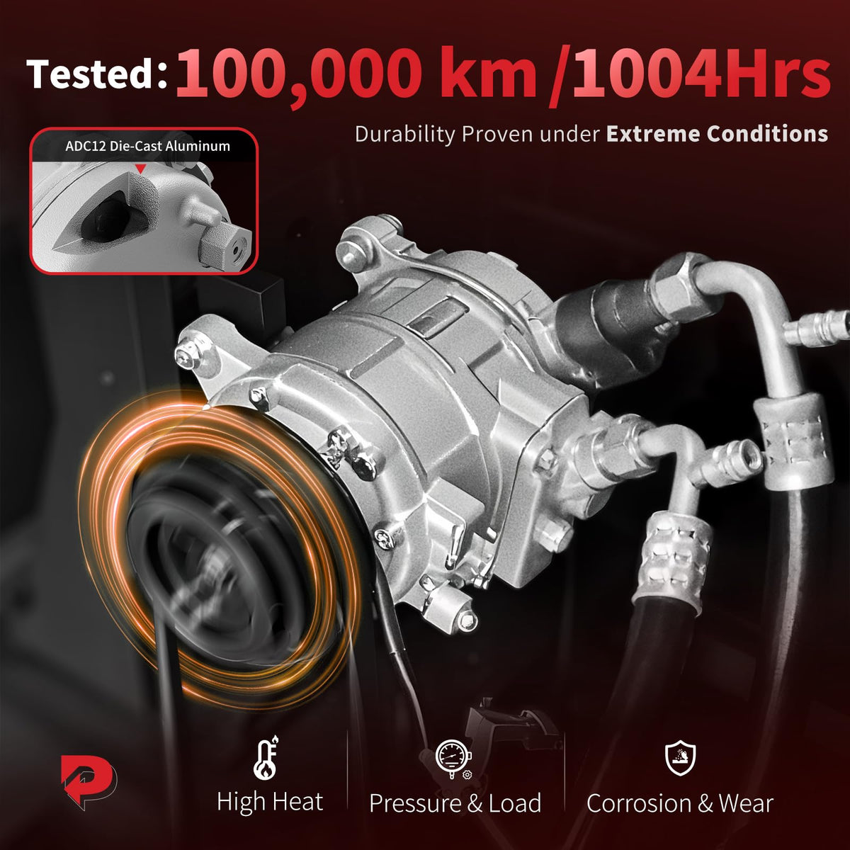 PHOBOOS compressor installed in engine bay proving correct fit and faster replacement benefit