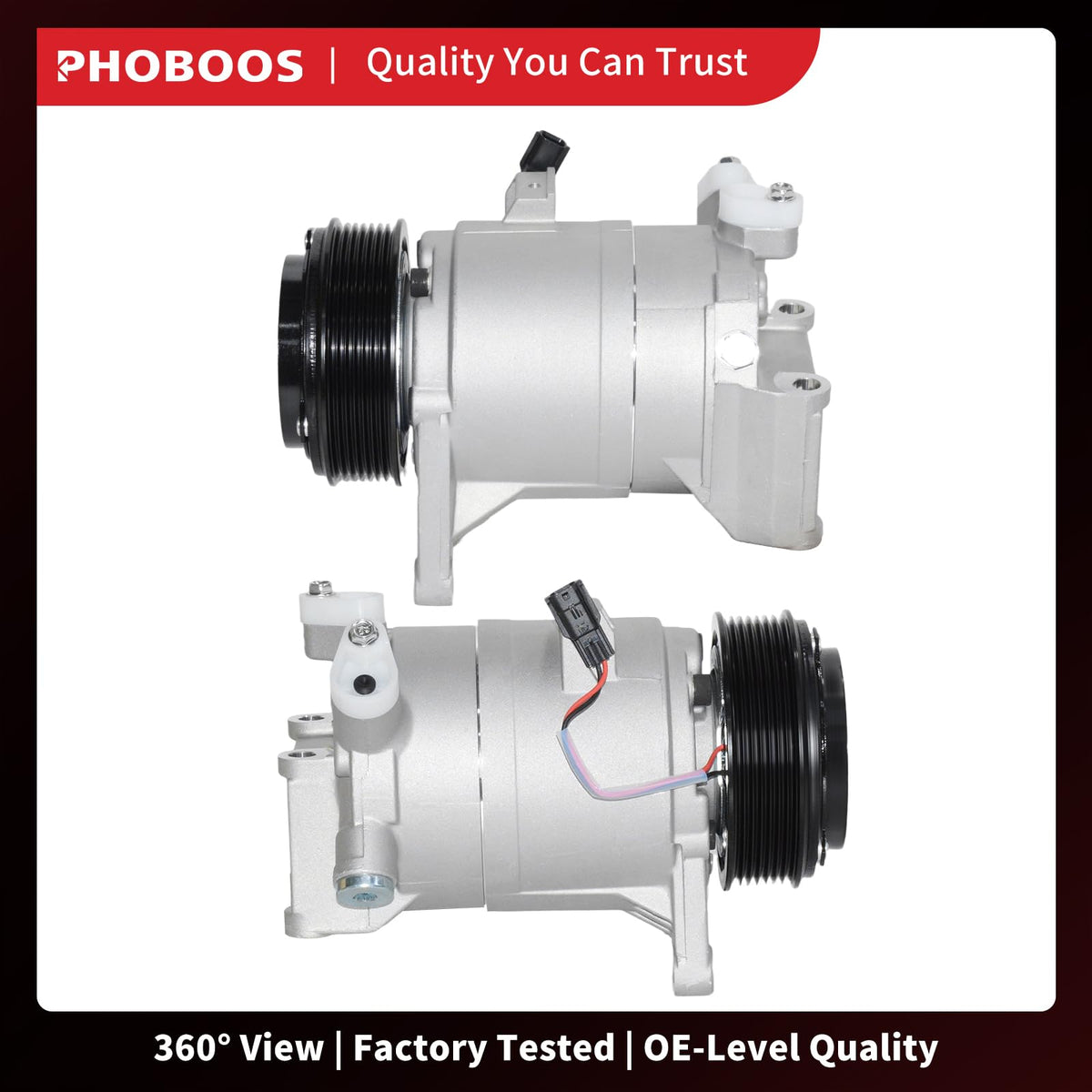 PHOBOOS compressor installed in engine bay showing direct bolt-on benefit