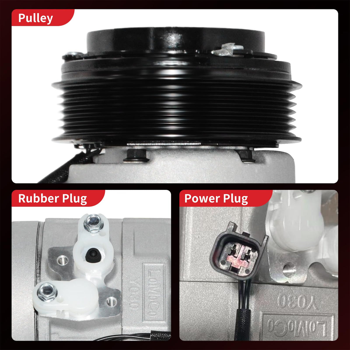 PHOBOOS compressor pictured in car interior context suggesting cooler, quieter cabin