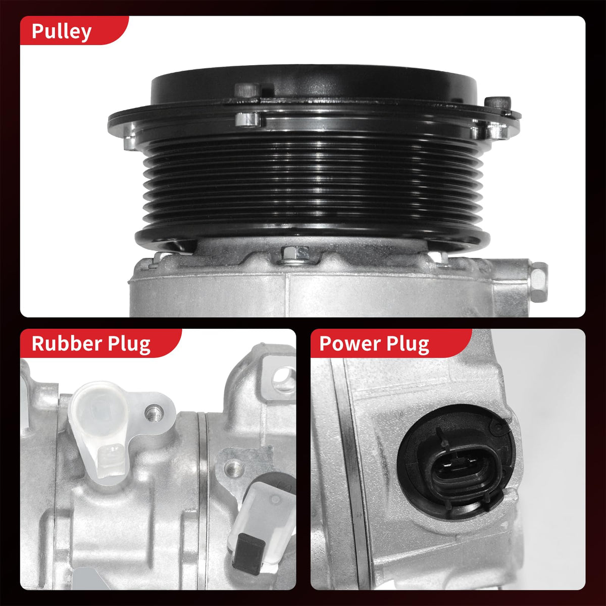 PHOBOOS compressor staged in garage showing professional-ready replacement part
