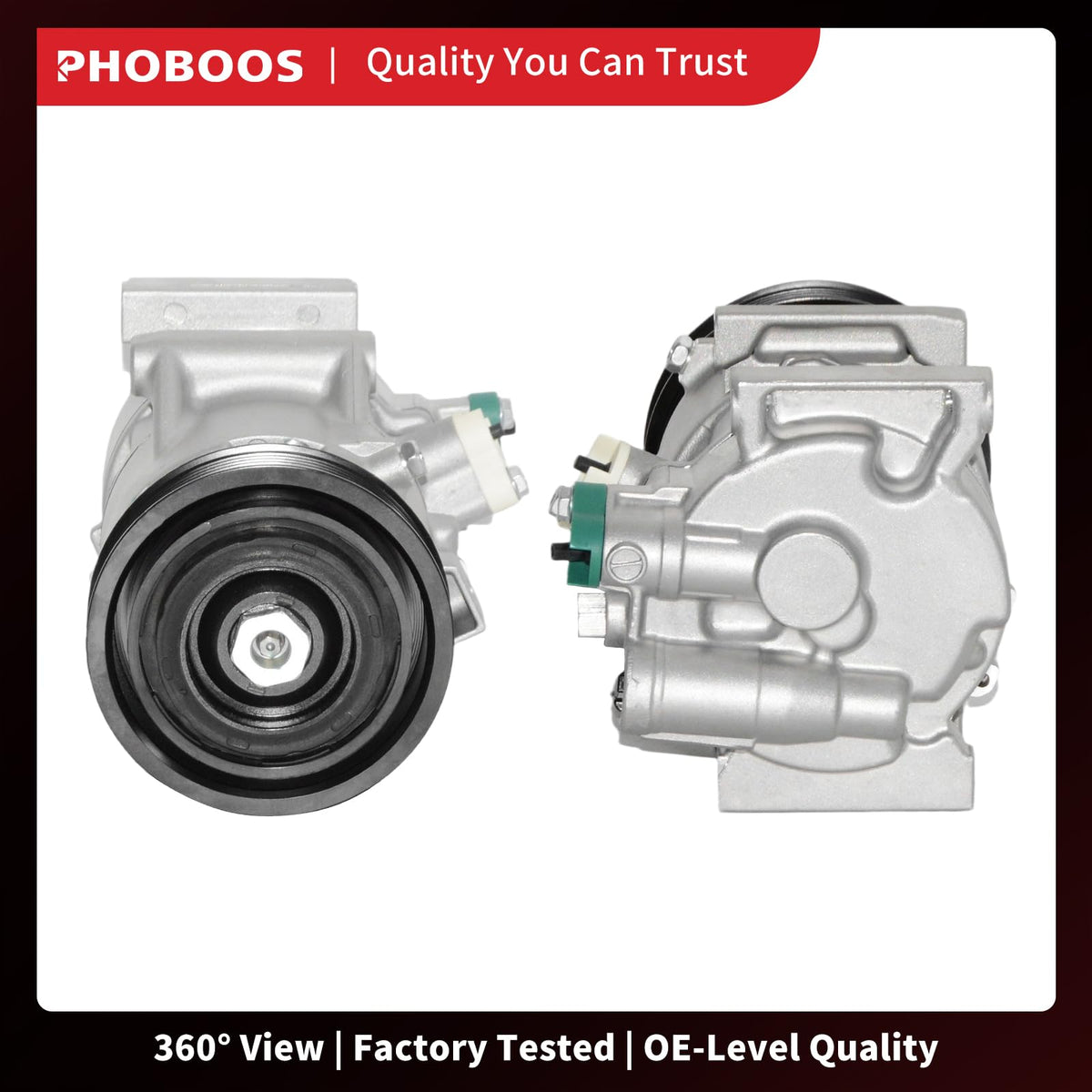 PHOBOOS compressor packaging and included parts showing safe transit protection
