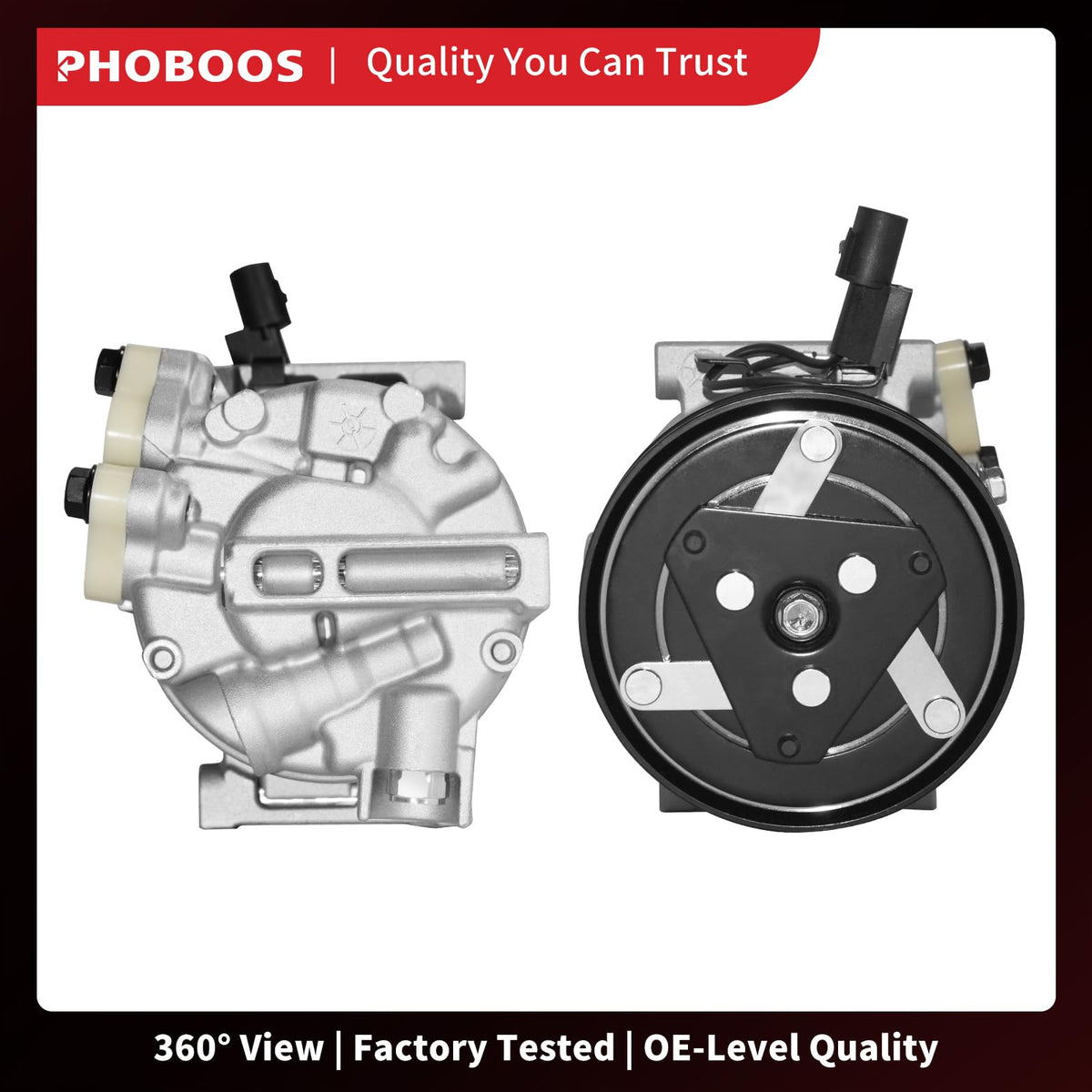 PHOBOOS packaged compressor in box showing secure shipping protection