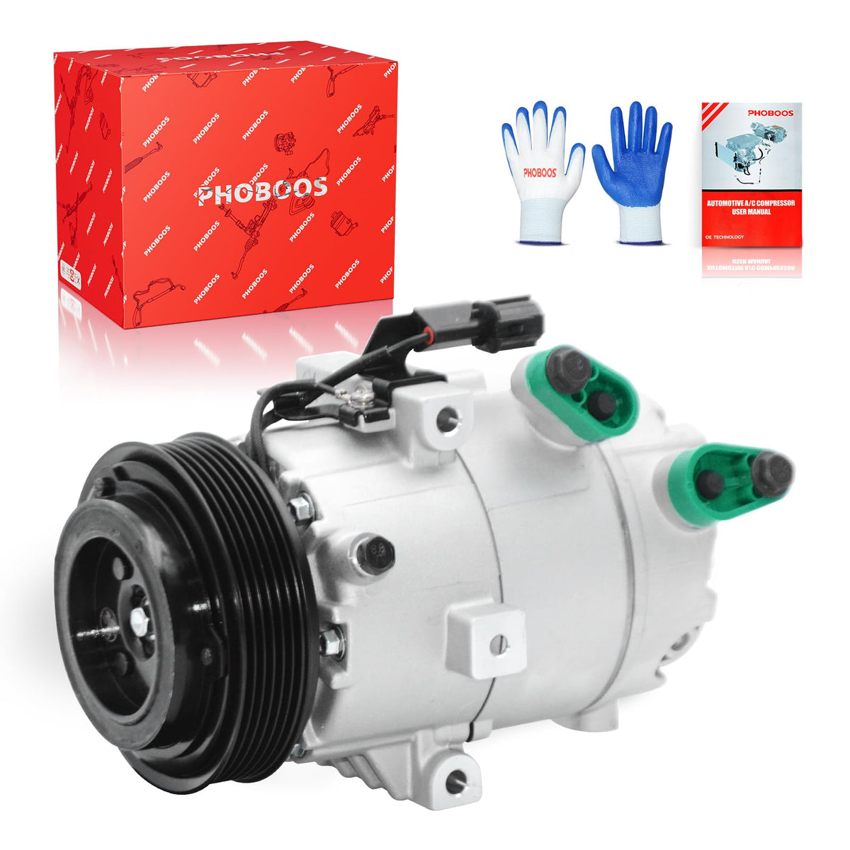 PHOBOOS front assembly view showing compressor housing and benefits of direct fit