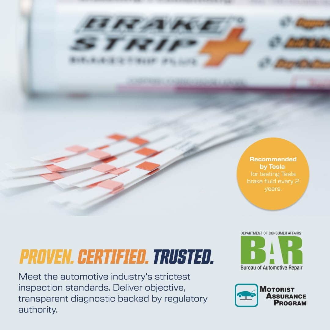 Close-up of a Phoenix Systems double-ended strip showing brake and coolant reagent zones for quick color comparison