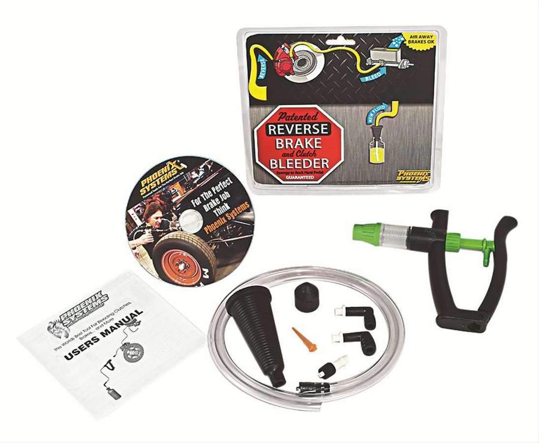 Phoenix Systems V-5 in use on brake caliper demonstrating faster one-person bleeding