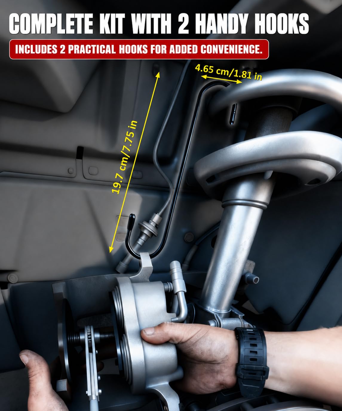 PHYRLRDOW tool compressing a caliper piston for safe brake pad replacement