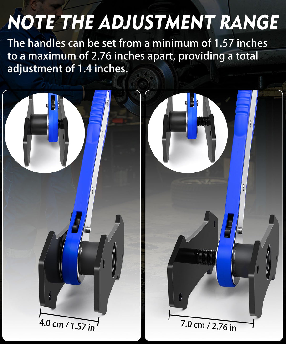 PHYRLRDOW dual hooks with rubber tips securing caliper components and protecting vehicle finish