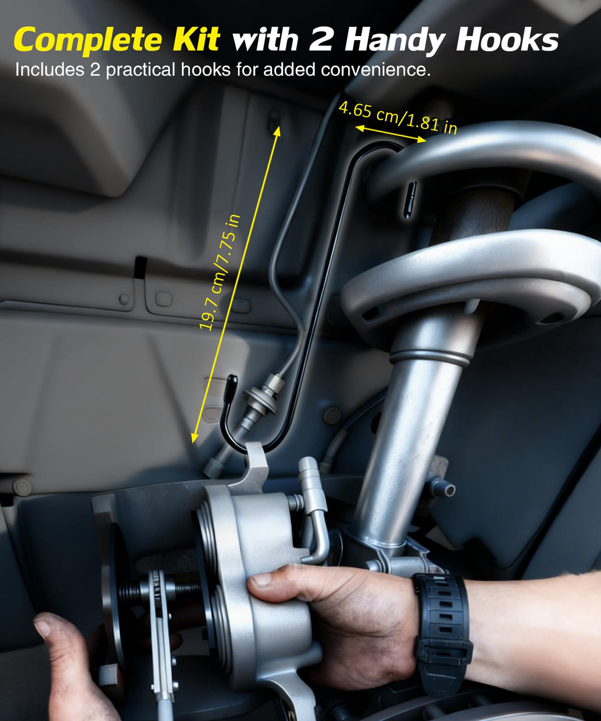 PHYRLRDOW tool beside ruler showing compact size for easy storage and trunk portability