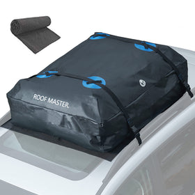 P.I. AUTO STORE front view of packed rooftop carrier showing secure storage