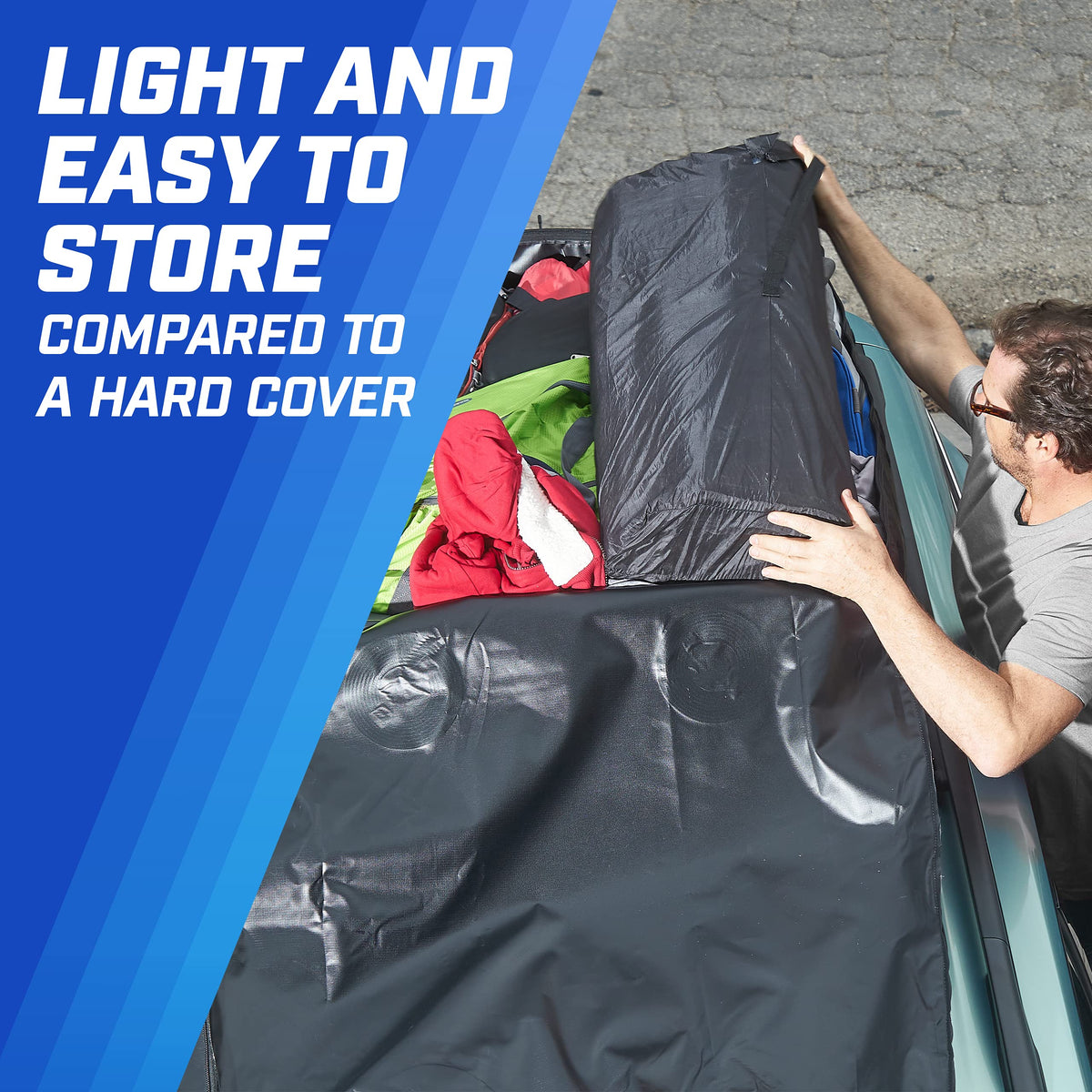 P.I. AUTO STORE rooftop carrier shedding rain to keep cargo dry in storms