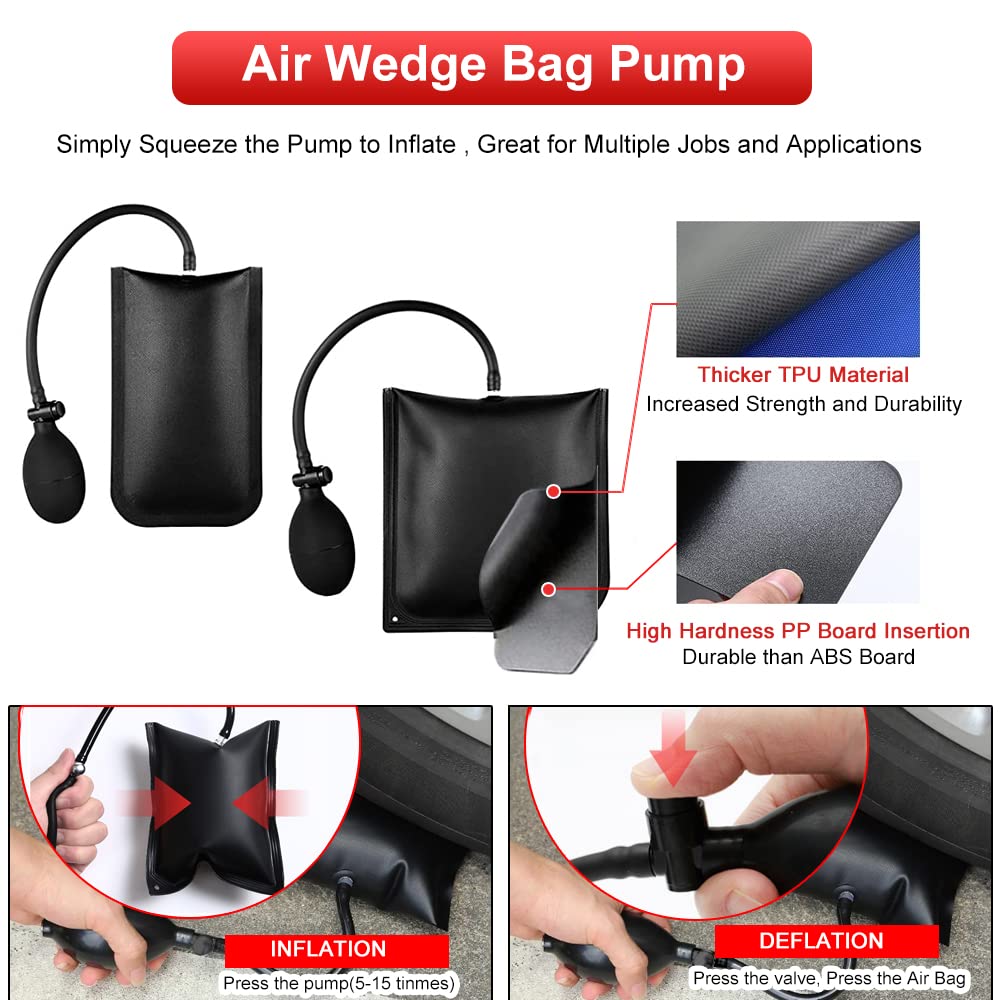 Pibkay air wedge closeup inflated with pump demonstrating controlled lifting benefit