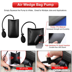 Pibkay air wedge closeup inflated with pump demonstrating controlled lifting benefit