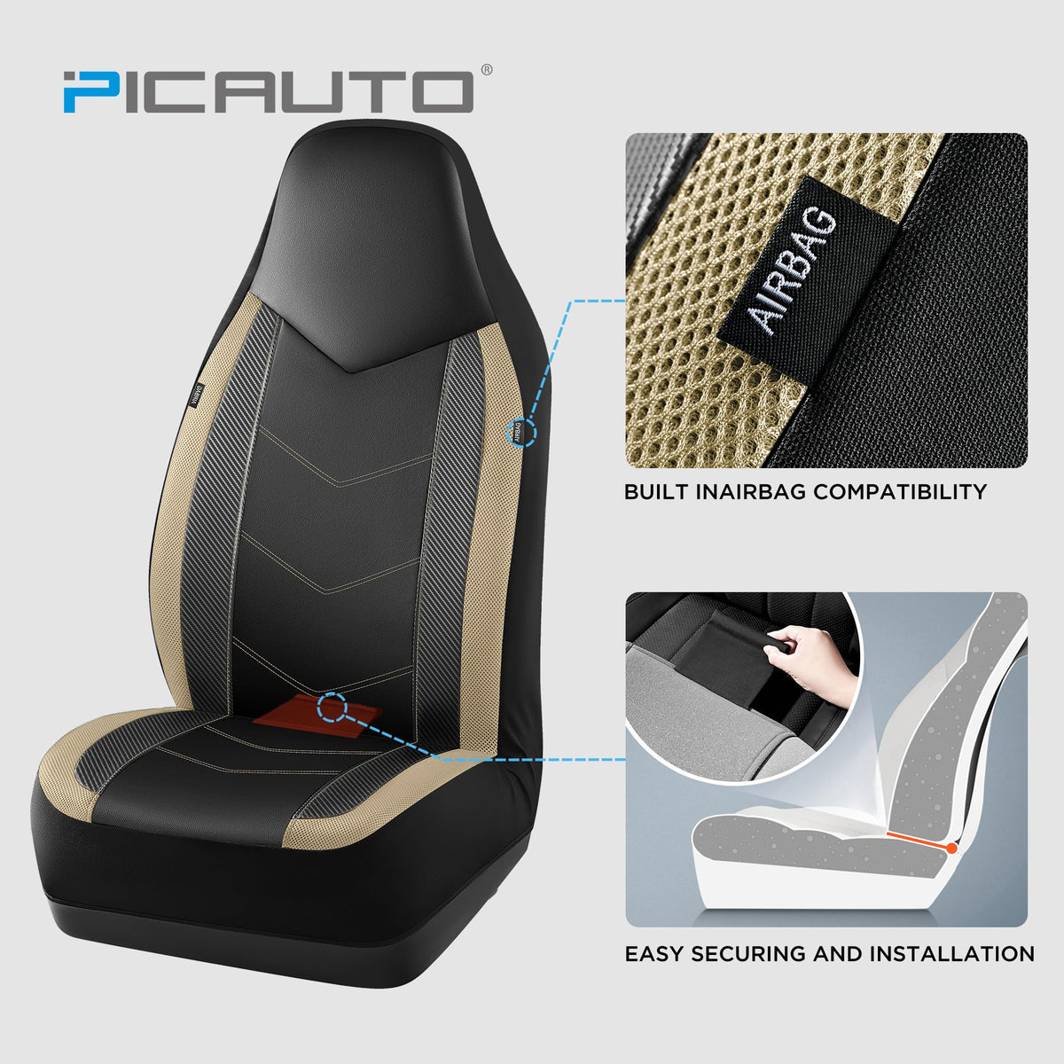 PIC AUTO carbon-fiber accent detail highlighting sporty protection and style