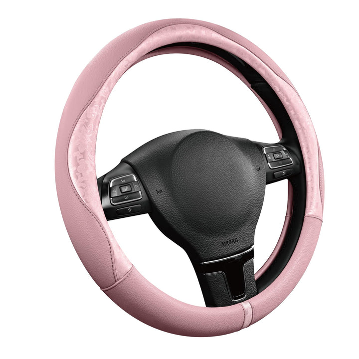 PIC AUTO front view showing pink patchwork steering cover improving style