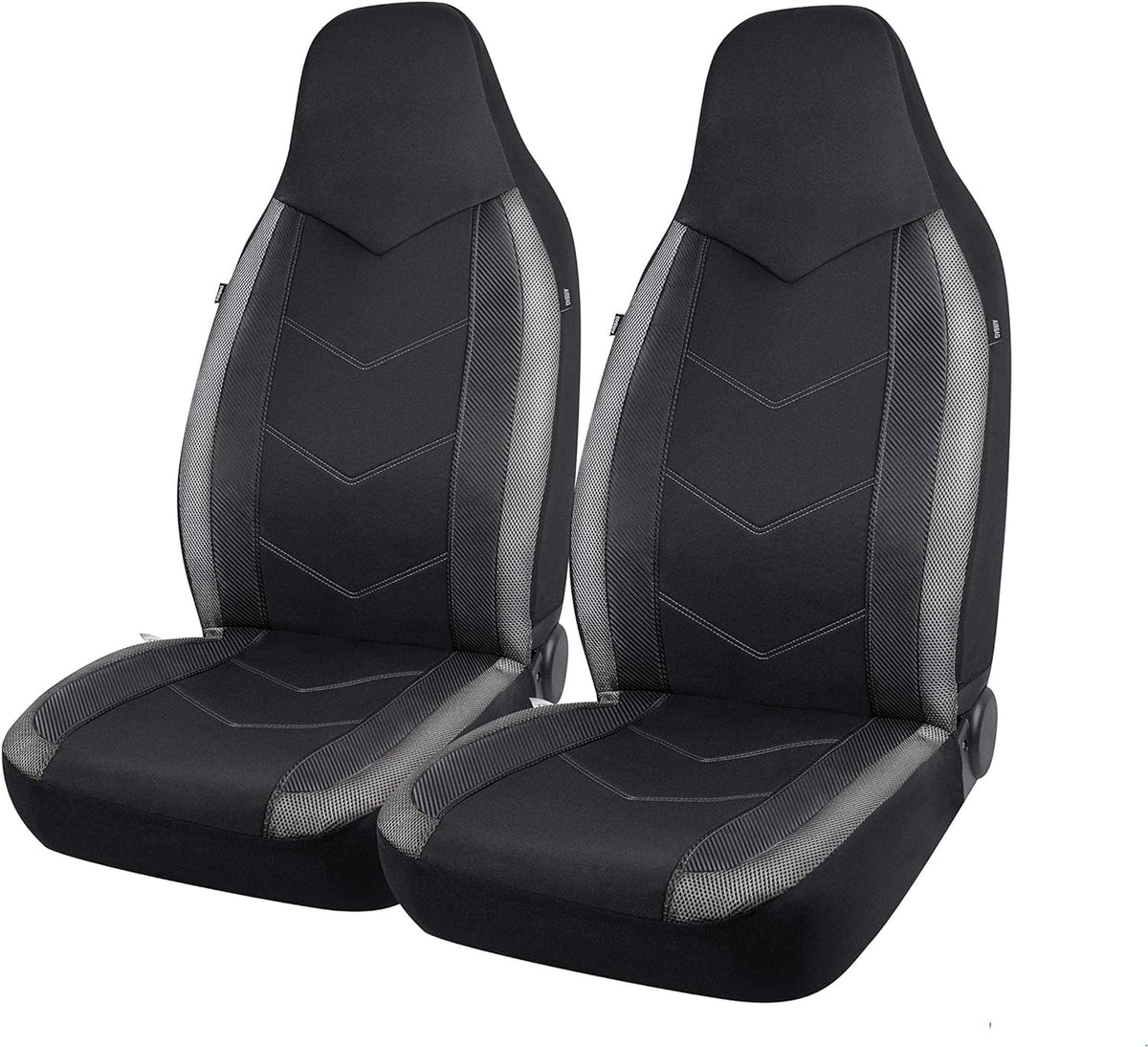 PIC AUTO front view gray seat cover showing full protection and sporty style
