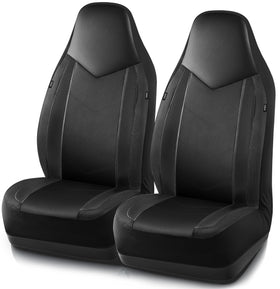 PIC AUTO front view showing complete black seat covers protecting interior
