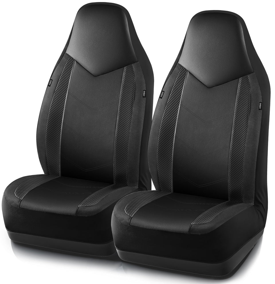 PIC AUTO front view showing complete black seat covers protecting interior
