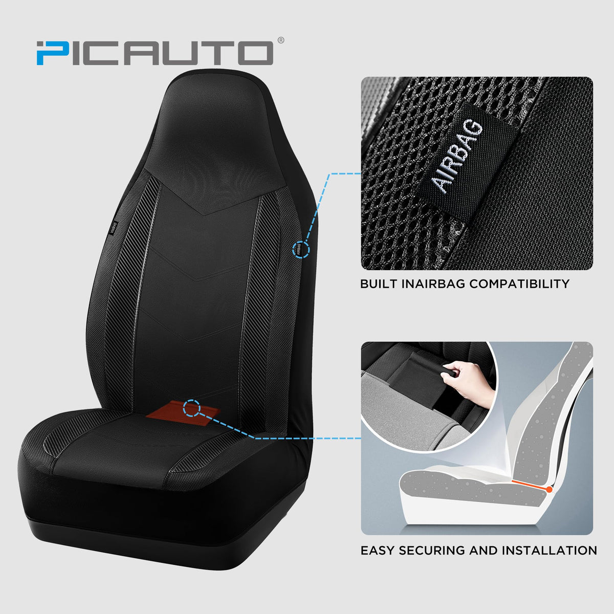 PIC AUTO breathable mesh side panel detail improving airflow and comfort