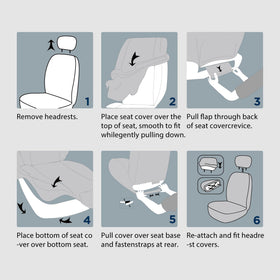 PIC AUTO seat cover next to original seat showing scale and coverage
