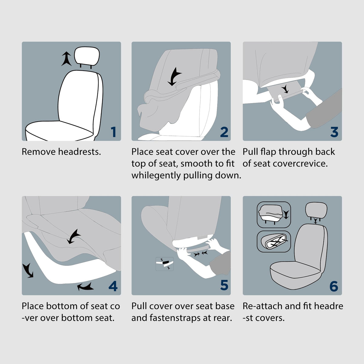 PIC AUTO seat cover beside original seat for clear size comparison