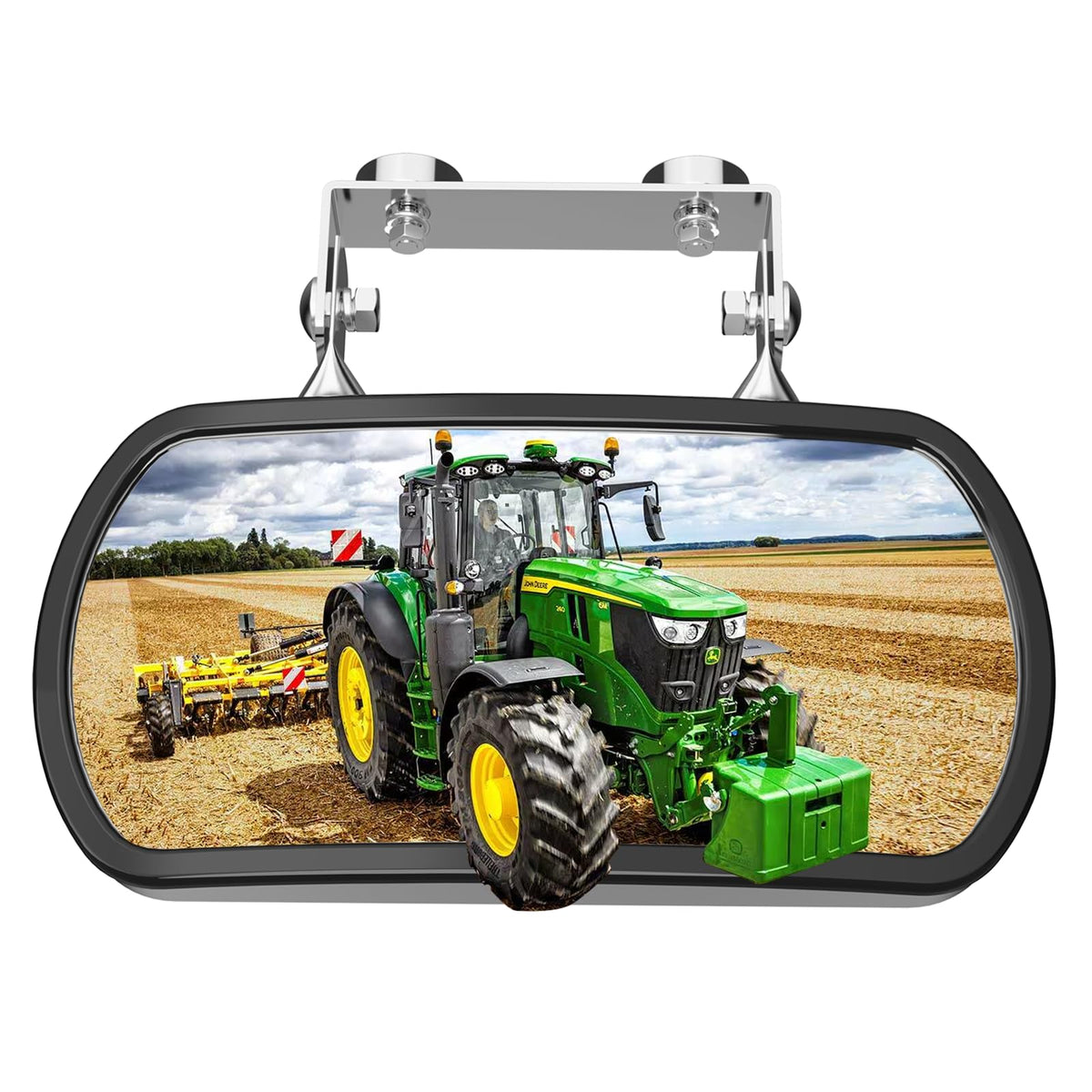 Piclafe front view mirror showing wide stainless-steel housing and clear benefit