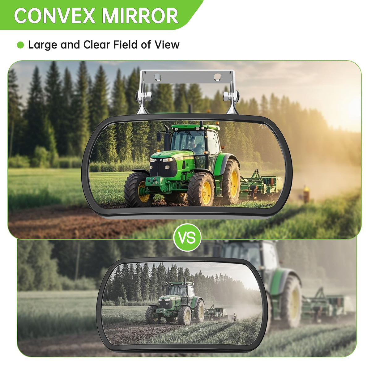 Piclafe installed on tractor side showing improved rear visibility benefit