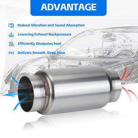 Piclafe resonator inside vehicle midpipe showing space-saving fit and tone control