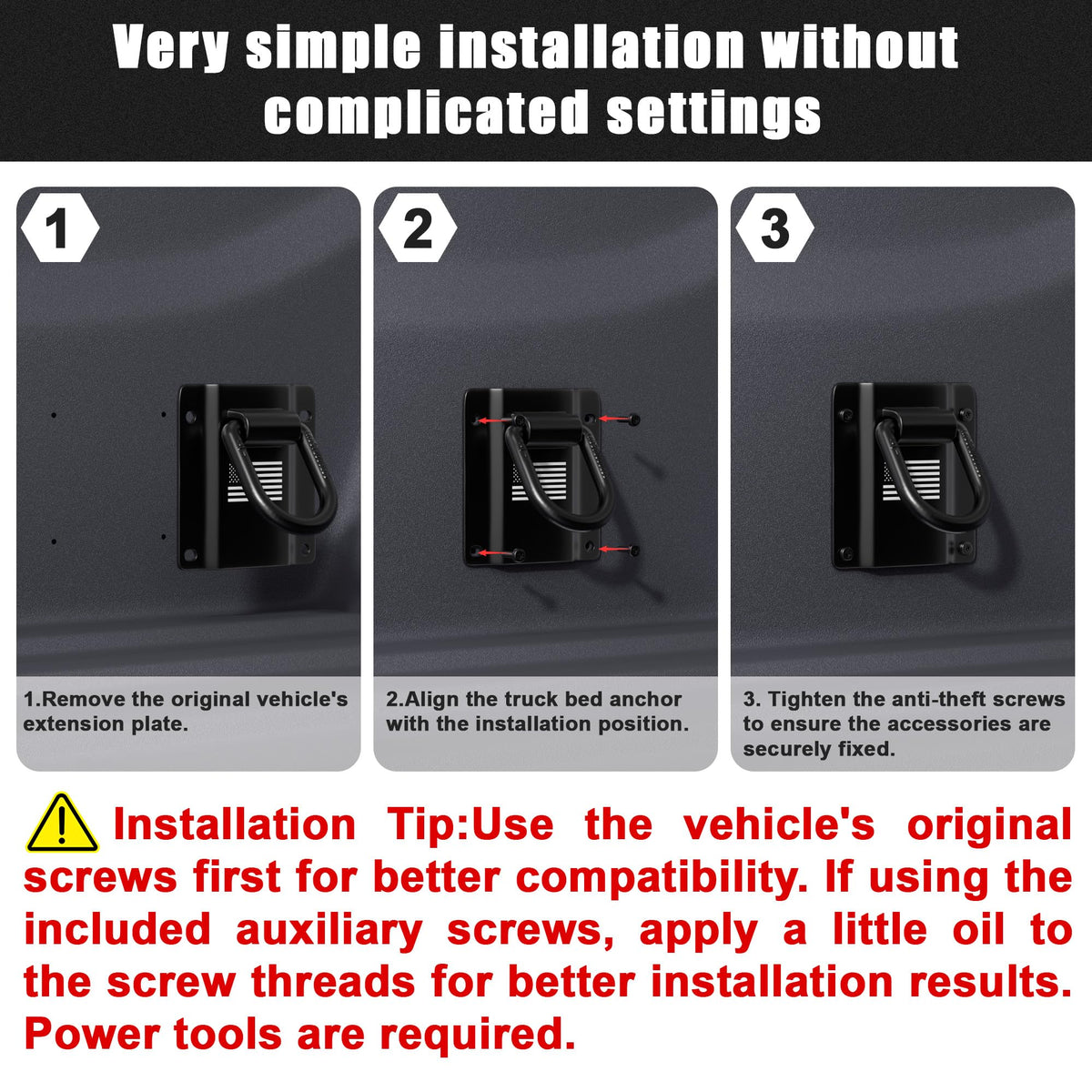 PICURA installation detail with bolts and tapping reminder for straightforward fit benefit
