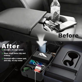 PICURA lifestyle truck interior showing organized center console convenience