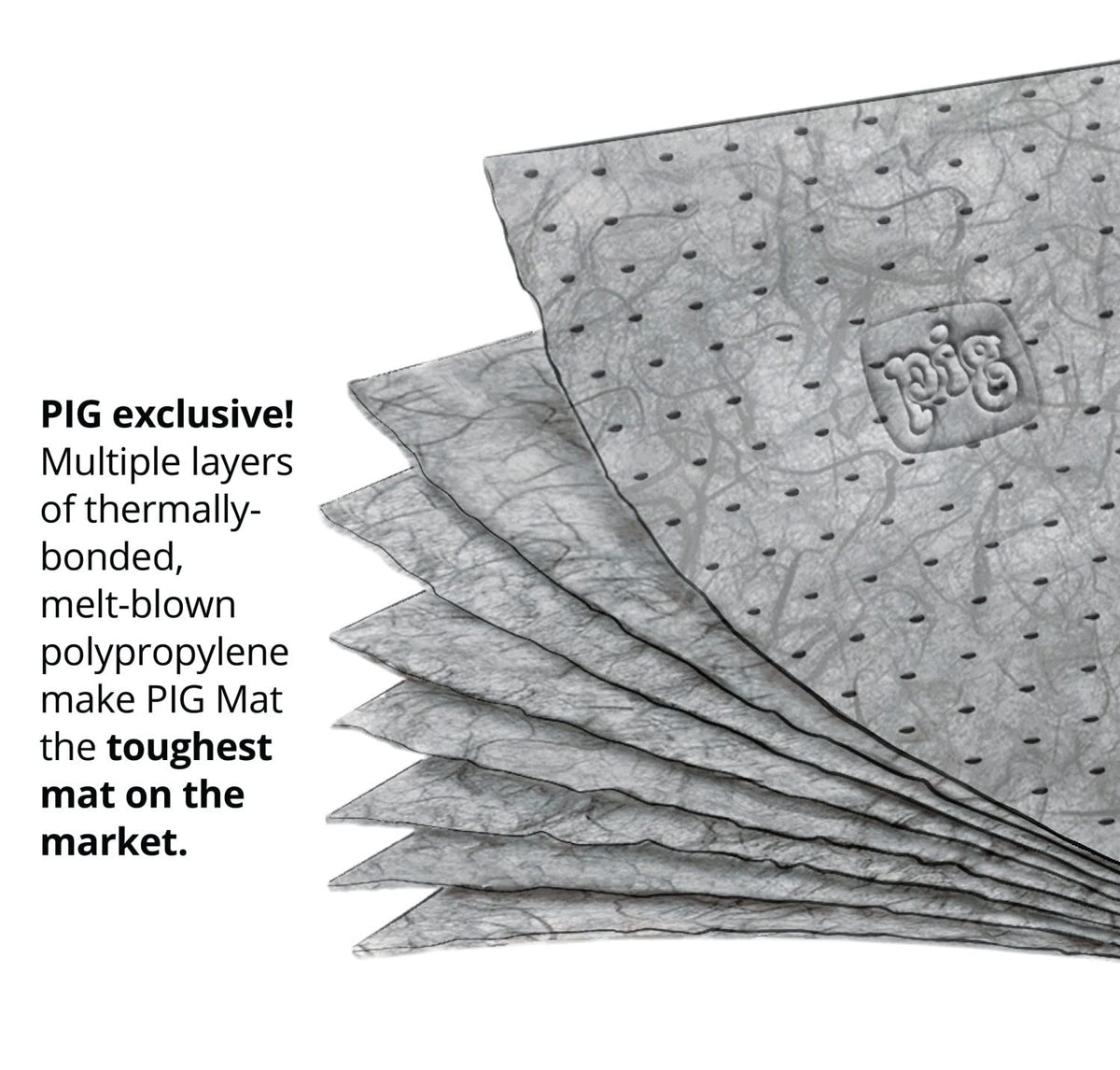 PIG pad absorbing oil spill, fast cleanup benefit