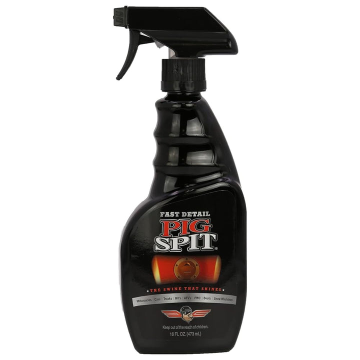 Pig Spit front bottle view showing clear label and quick-clean benefit