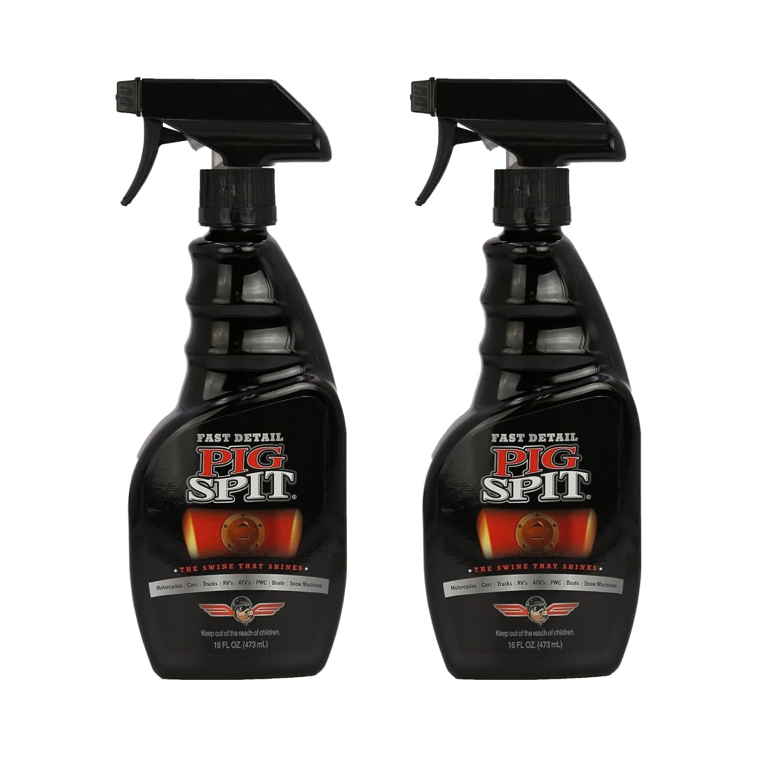 Pig Spit front packaging showing two 16 oz bottles and label benefits