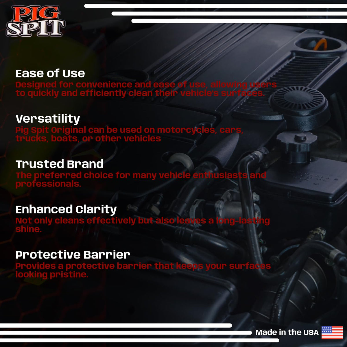 Pig Spit tire coating in use leaving deep shine and protection benefit