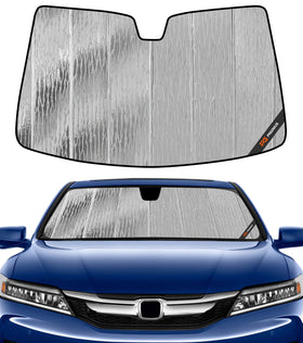 Pigenius AstraGuard front-fit showing precise Accord windshield coverage and sun protection