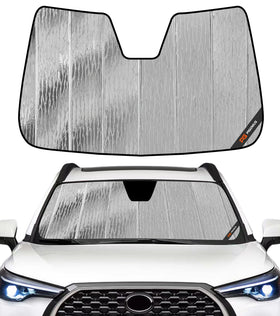 Pigenius AstraGuard front full coverage showing exact windshield fit and heat reduction