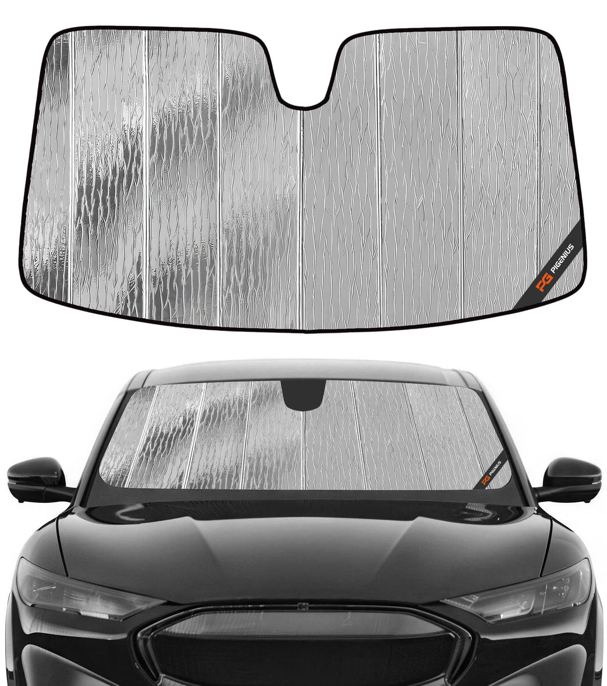 Pigenius AstraGuard front view showing full windshield coverage and sun protection