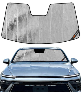 Pigenius AstraGuard front fit on Sonata windshield showing full coverage and cool benefit
