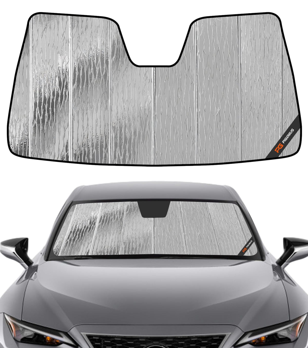 Pigenius AstraGuard front view showing full windshield coverage and heat reduction