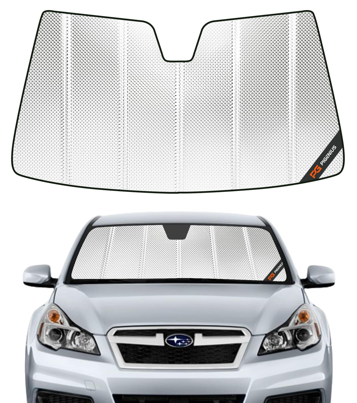 Pigenius front view installed showing full windshield coverage and heat reduction