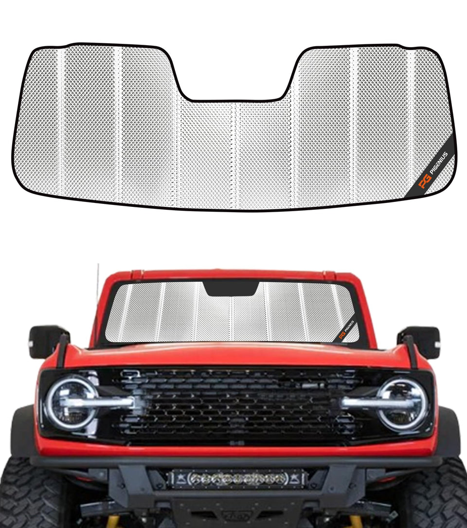 Pigenius BLAZBLOCK front view showing full windshield coverage and instant heat reduction