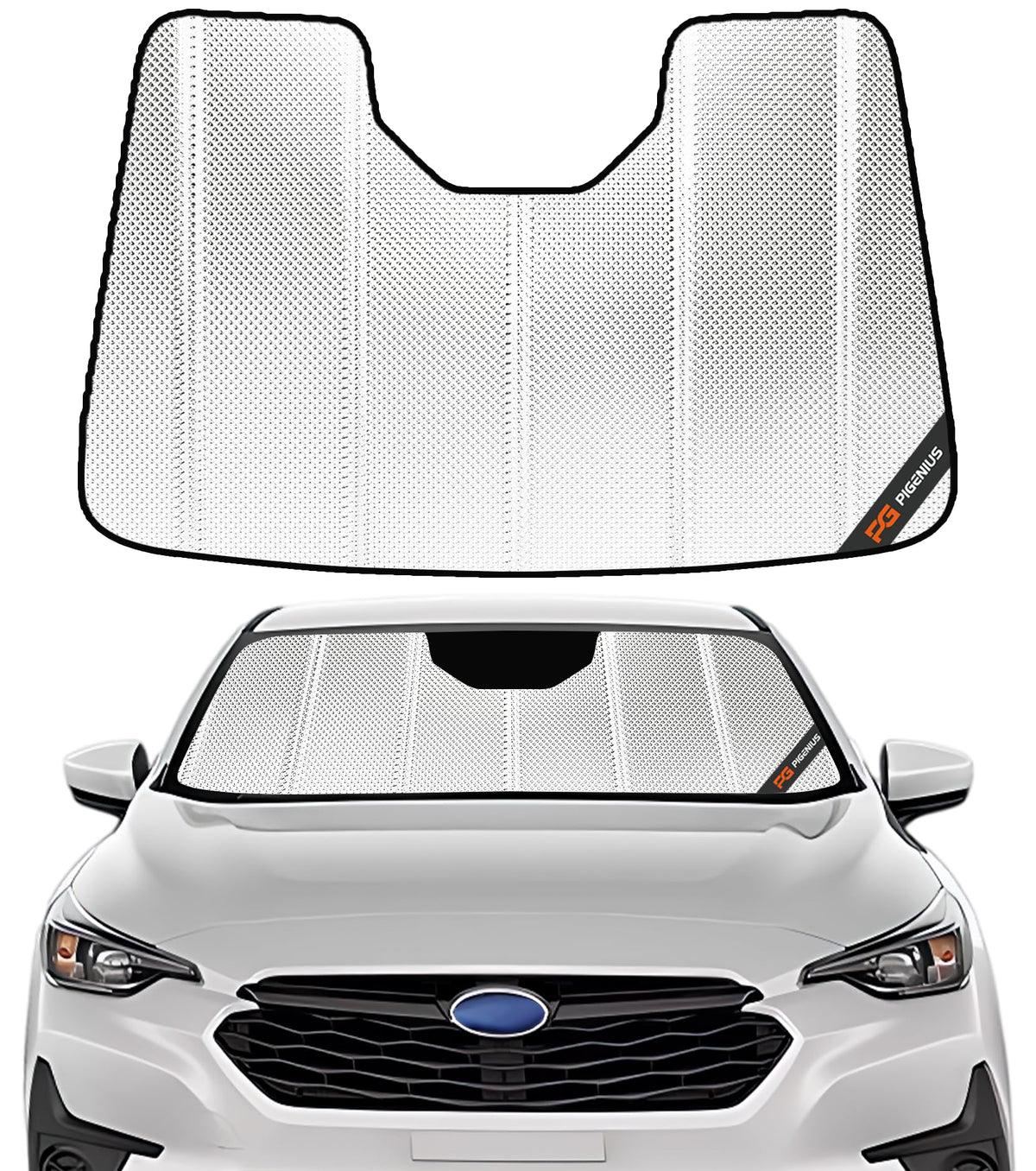 Pigenius BLAZBLOCK front view showing full windshield coverage and instant heat reduction