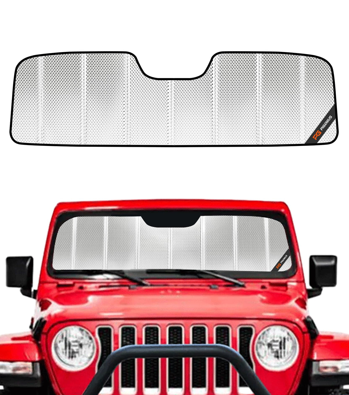 Pigenius BLAZBLOCK front view showing full windshield coverage benefit