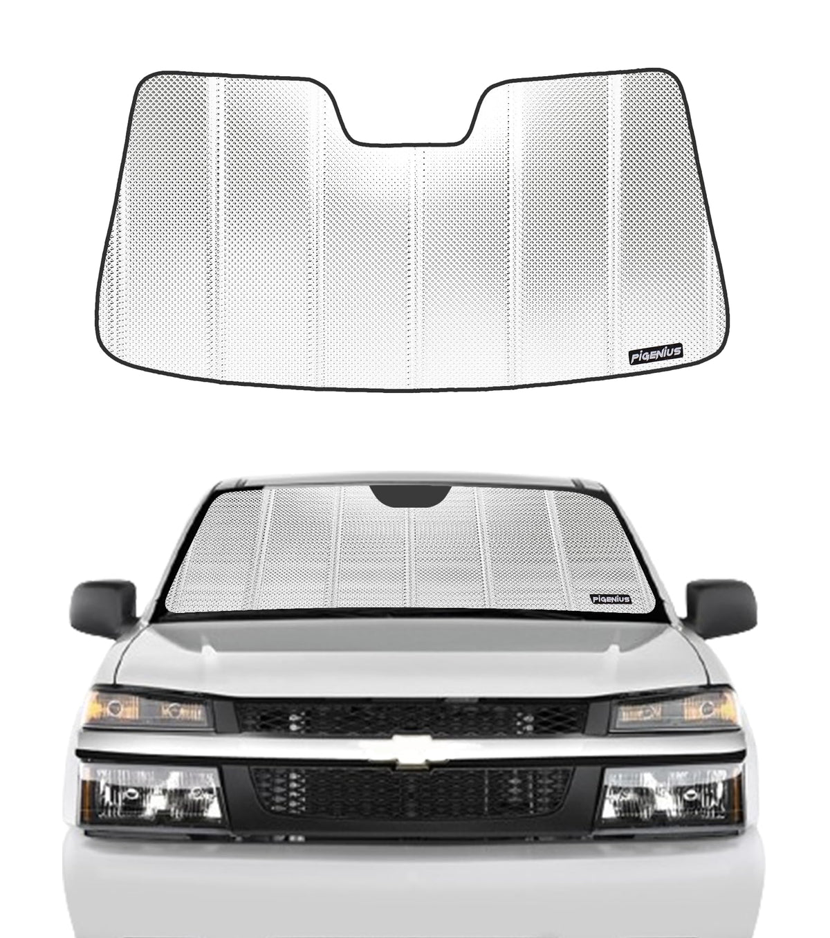 Pigenius BLAZBLOCK front view fitted in Chevrolet Colorado windshield, reduces cabin heat