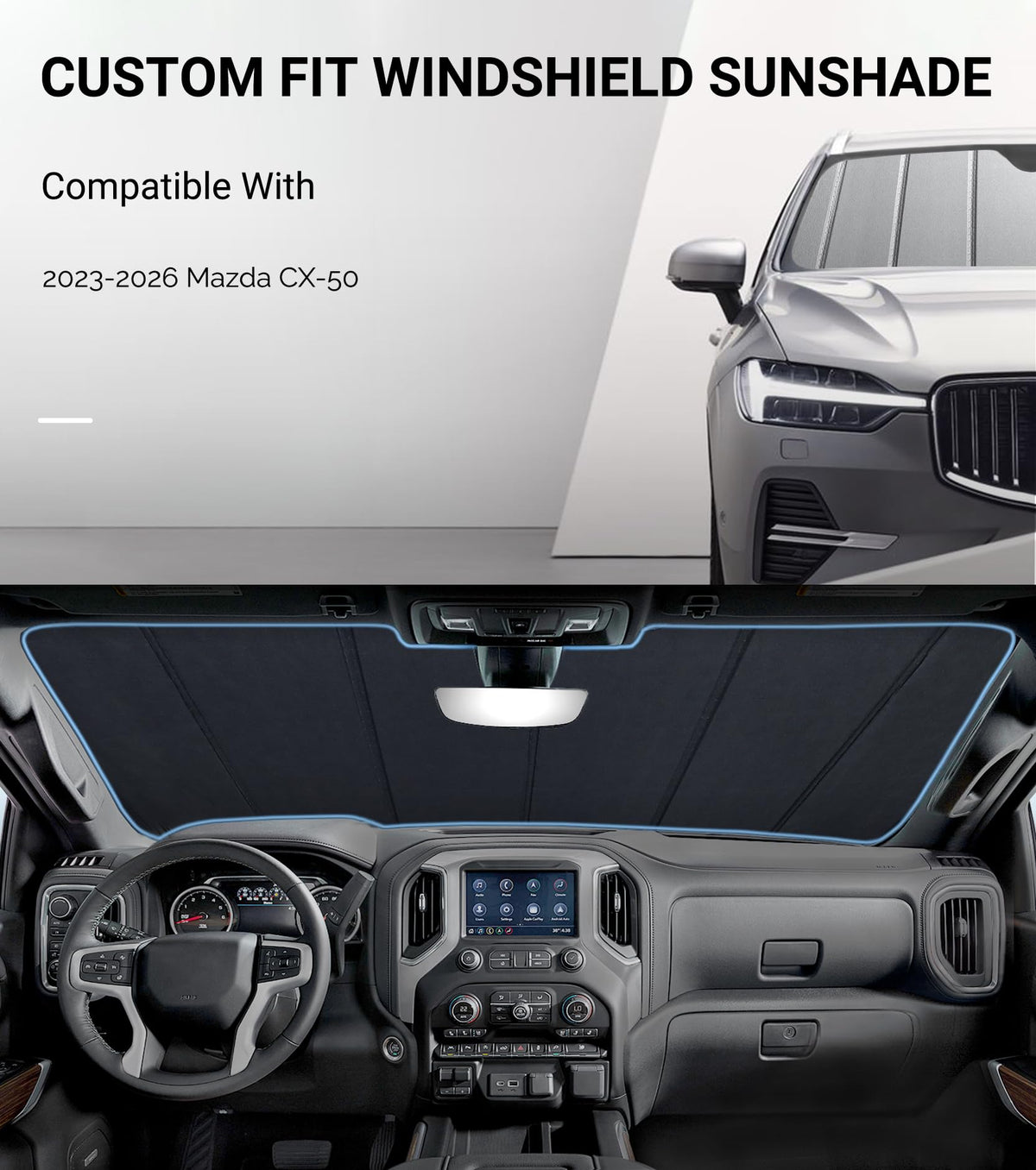 Pigenius sunshade folded inside storage bag, Mazda CX-50 owners get compact convenience